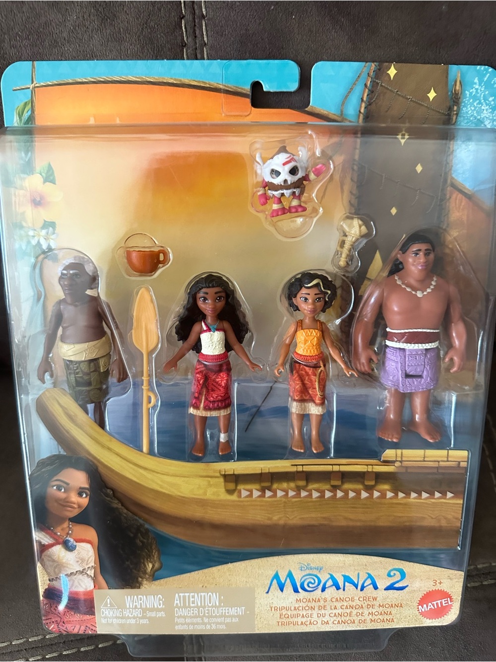 Disney Moana 2 Canoe Crew Figure Set - Brown, Red, Purple